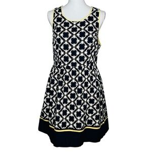 Crown & Ivy Navy White Bee Geometric Print Sleeveless Short Dress Women Size 14